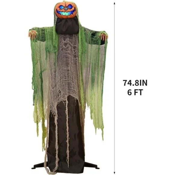6 Ft. Life Size Animatronic Prop with Creepy Sound & Touch Activated Scary Decor